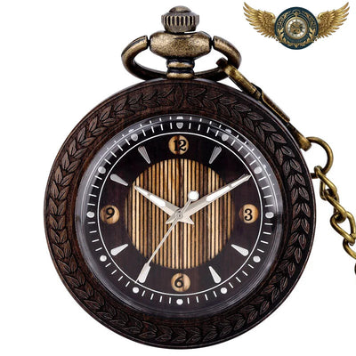 Acheter L'Héritage Forêt | Montre Gousset Open-Face en Bois Sculpté - Gousset-heritage