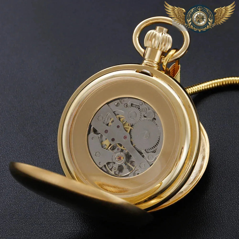 L'Héritage Néo-Victorien - Montre Gousset Mécanique Chasseur Doré - Vue 7 - Gousset-heritage