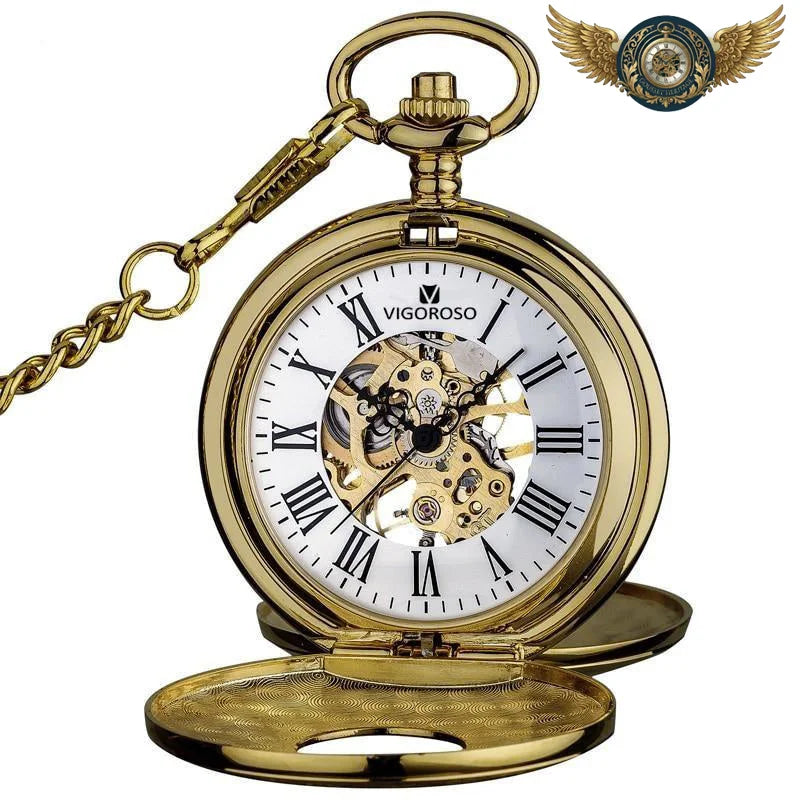 L'Héritage Royal | Montre de Poche Double Demi-Chasseur Squelette - Or - Gousset-heritage