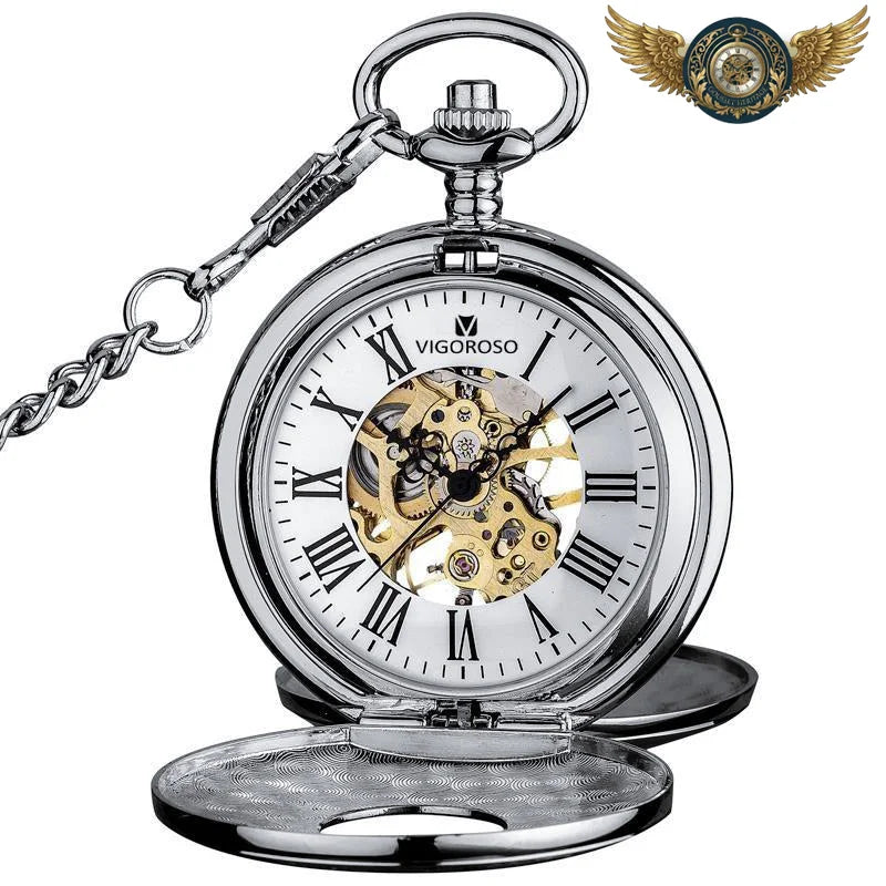 L'Héritage Royal | Montre de Poche Double Demi-Chasseur Squelette - Argent - Gousset-heritage