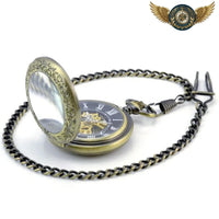 L'Héritage – Montre Gousset Squelette Bronze Remontage Manuel - modèle Chaine Glissière de ceinture (37 cm) - Gousset-heritage