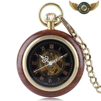 L'Héritier - Montre Gousset Bois Acajou Semi-Squelette Quartz - Gousset-heritage