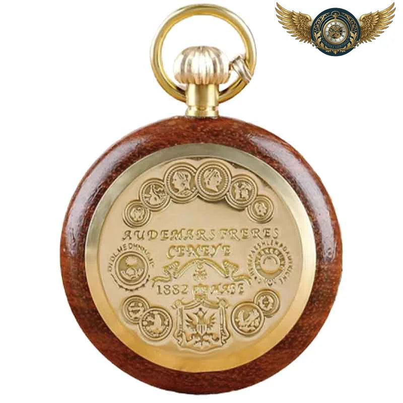 L'Héritier - Montre Gousset Bois Acajou Semi-Squelette Quartz - Vue 3 - Gousset-heritage