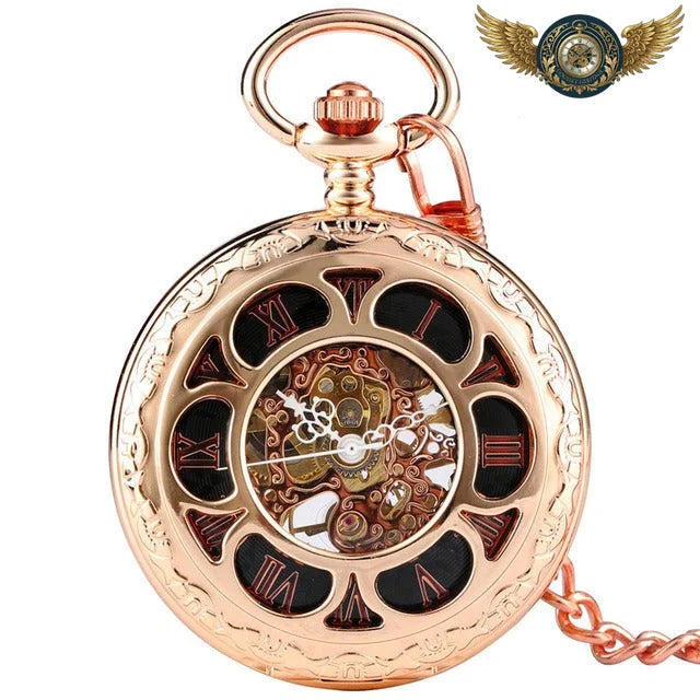 L'Horloger Steampunk - Montre Gousset Squelette Mécanique 45mm - Or rose - Gousset-heritage