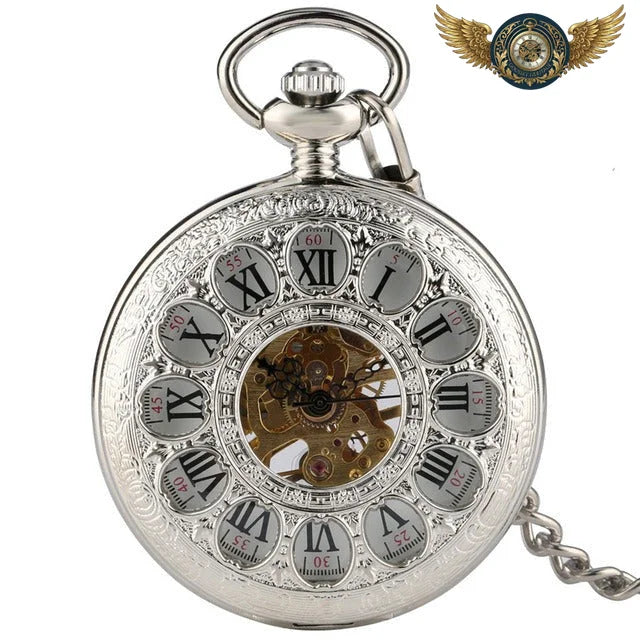 L'Horloger Steampunk - Montre Gousset Squelette Mécanique 45mm - Argent - Gousset-heritage
