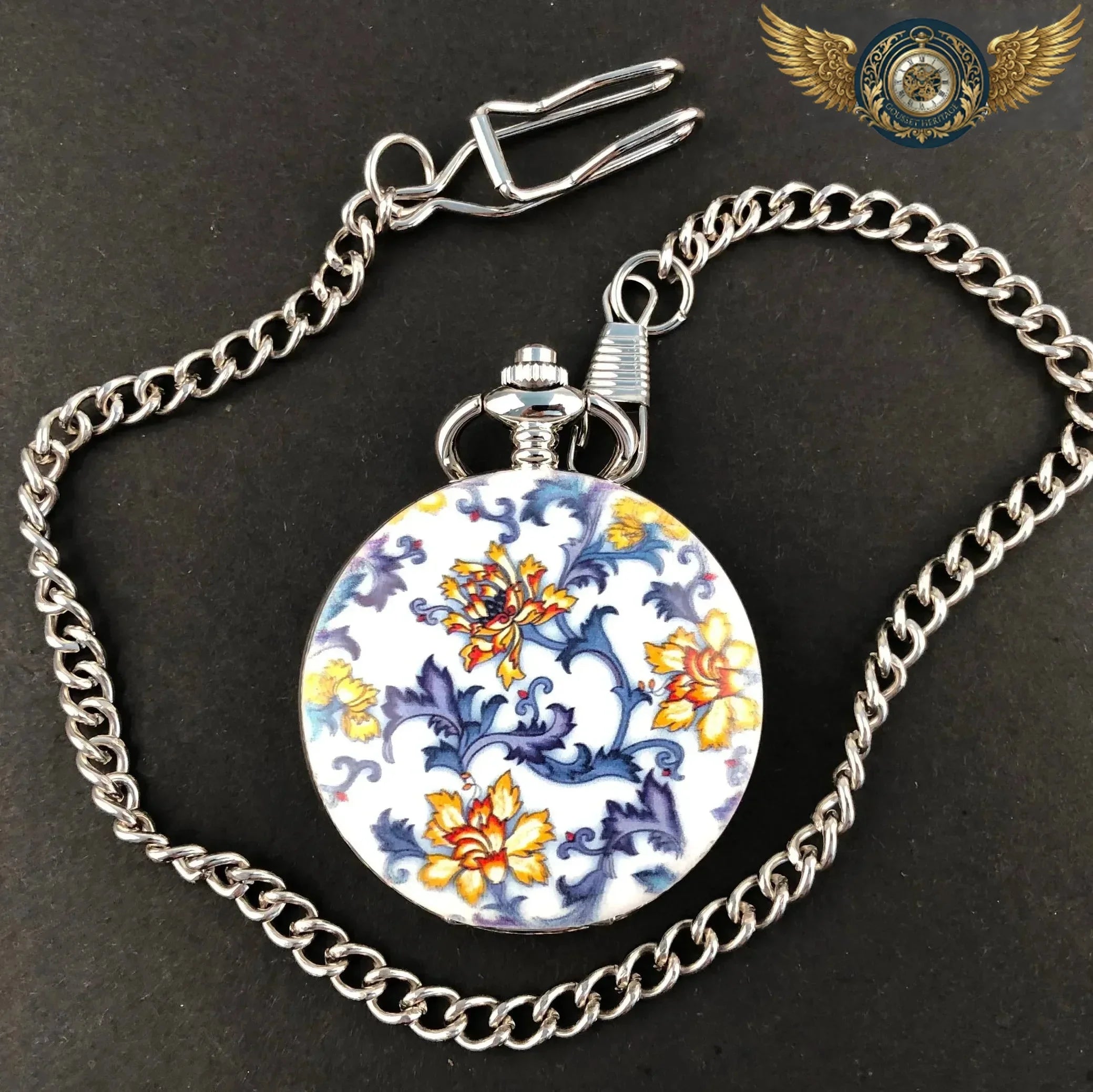 L'Hortensia - Montre Gousset Mécanique Demi-Chasseur Fleurie - Vue 6 - Gousset-heritage