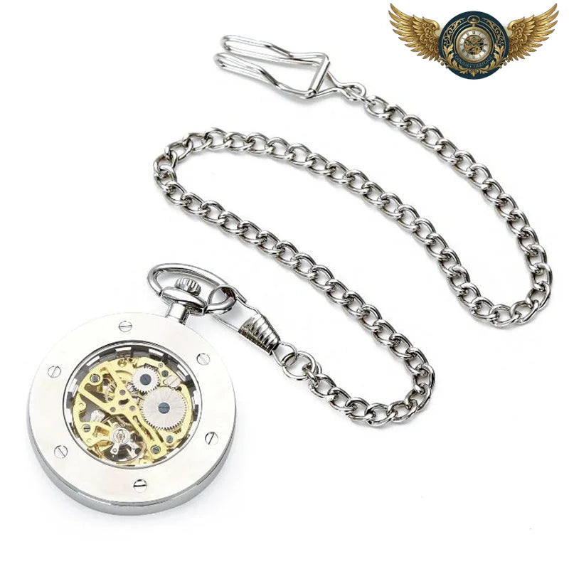 L'Ingénieur - Montre Gousset Double Squelette Mécanique Argent - Vue 3 - Gousset-heritage