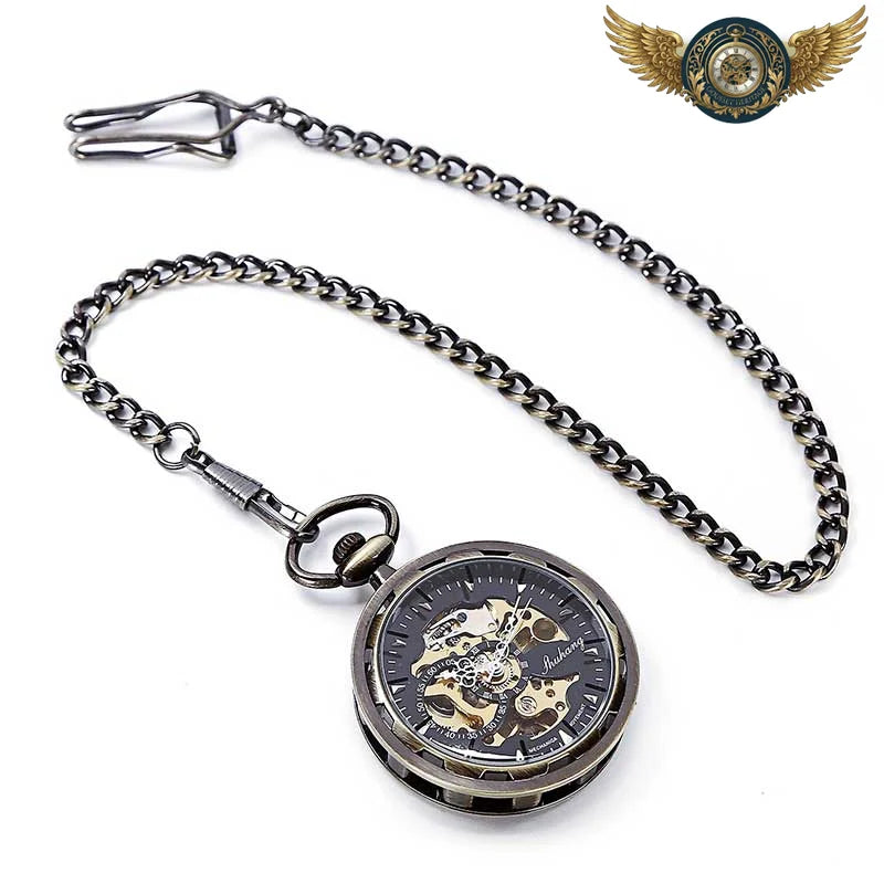 L'Ingénieur - Montre de Poche Squelette, Finition Bronze Vieilli - Vue 3 - Gousset-heritage
