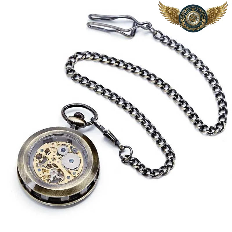 L'Ingénieur - Montre de Poche Squelette, Finition Bronze Vieilli - Vue 4 - Gousset-heritage