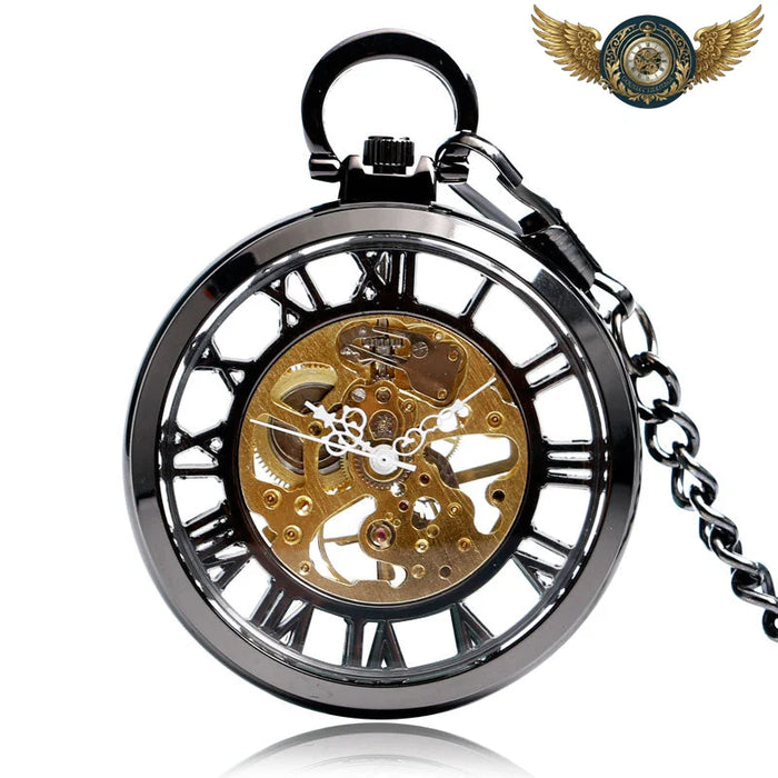 L'Ingénieur Noir - Montre Gousset Mécanique Squelette Steampunk - Vue 1 - Gousset-heritage