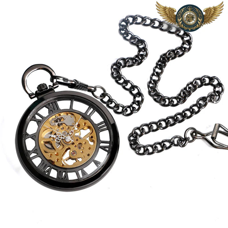 L'Ingénieur Noir - Montre Gousset Mécanique Squelette Steampunk - Vue 2 - Gousset-heritage