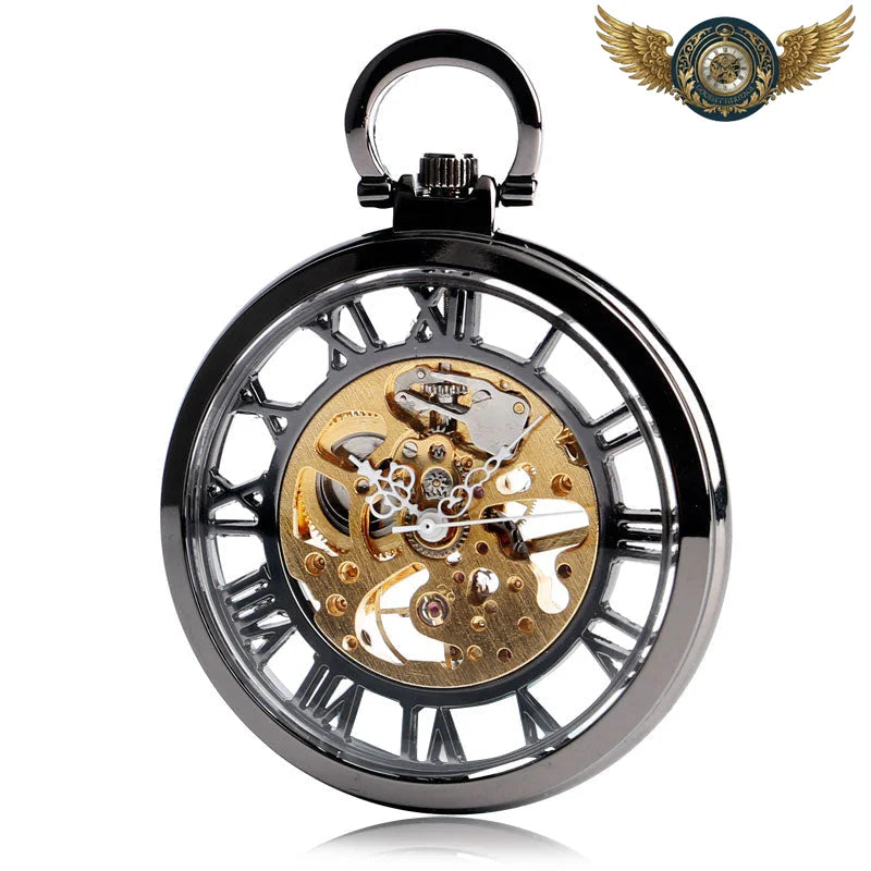 L'Ingénieur Noir - Montre Gousset Mécanique Squelette Steampunk - Vue 4 - Gousset-heritage