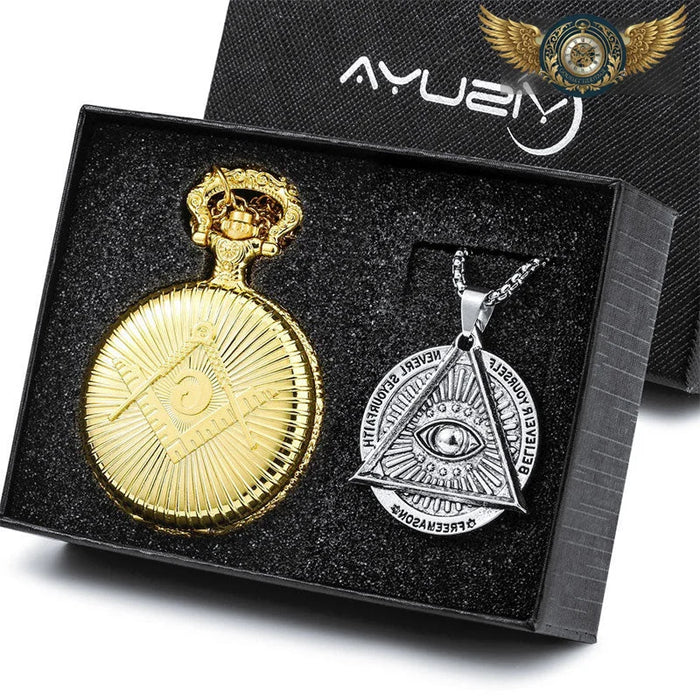 L'Initié – Montre de Poche Chasseur Quartz Bicolore Symbolique - Or - Gousset-heritage