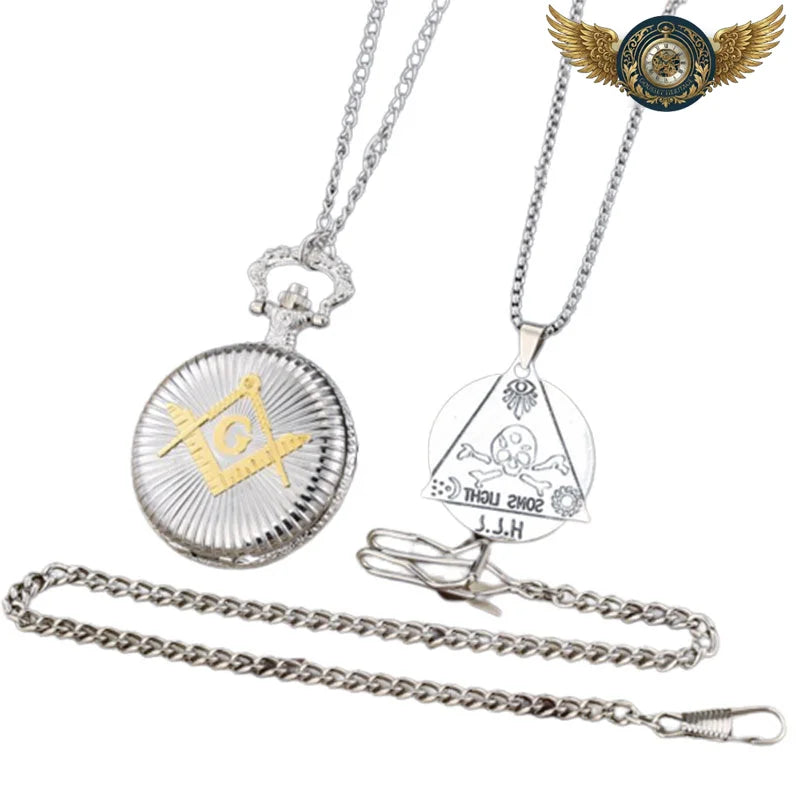 L'Initié – Montre de Poche Chasseur Quartz Bicolore Symbolique - Vue 4 - Gousset-heritage