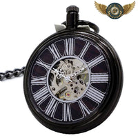 L'Obscur - Montre de Poche Mécanique Noir Mat Squelette - Gousset-heritage