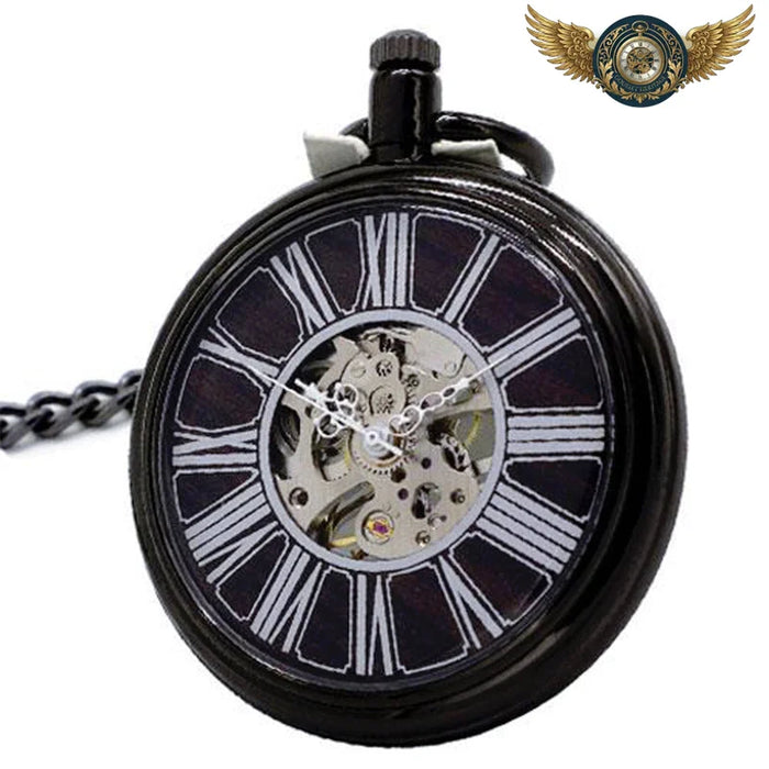 L'Obscur - Montre de Poche Mécanique Noir Mat Squelette - Vue 1 - Gousset-heritage