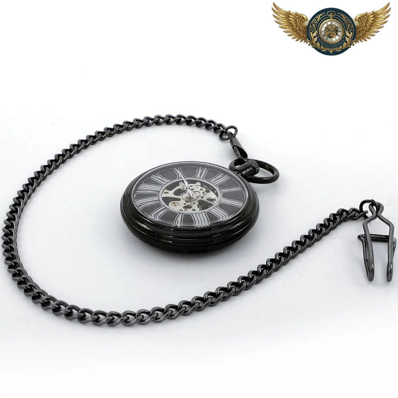 L'Obscur - Montre de Poche Mécanique Noir Mat Squelette - Vue 3 - Gousset-heritage