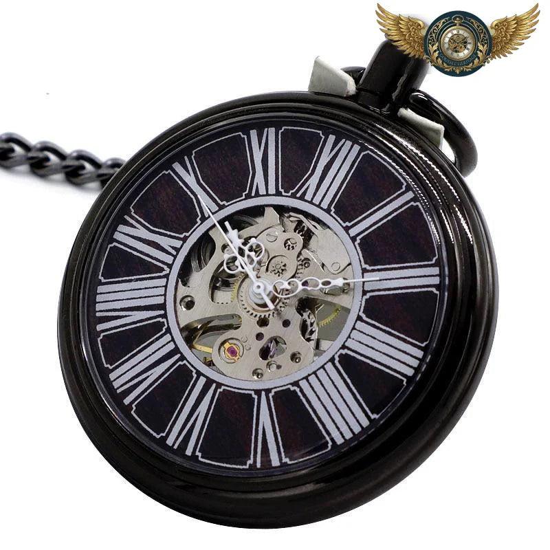 L'Obscur - Montre de Poche Mécanique Noir Mat Squelette - Vue 4 - Gousset-heritage
