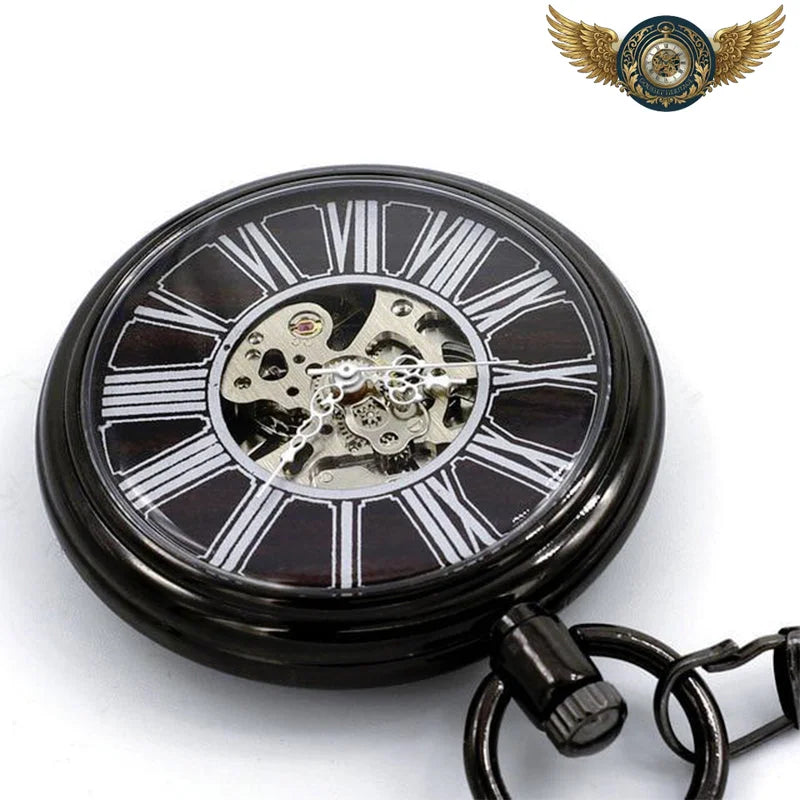 L'Obscur - Montre de Poche Mécanique Noir Mat Squelette - Vue 5 - Gousset-heritage