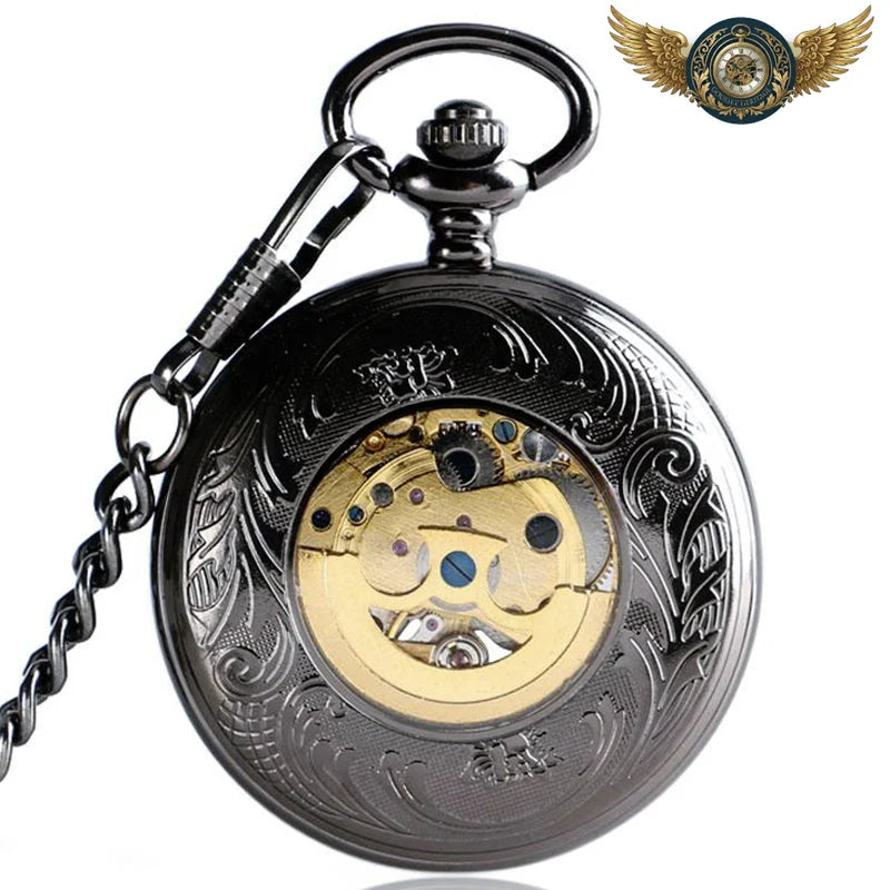 L'Obsidienne - Montre Gousset Automatique Open Heart Noir - Vue 2 - Gousset-heritage