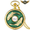 L'Océanide - Montre Pendentif Dorée Émail Bleu et Perle Nacrée - Carpe - Gousset-heritage