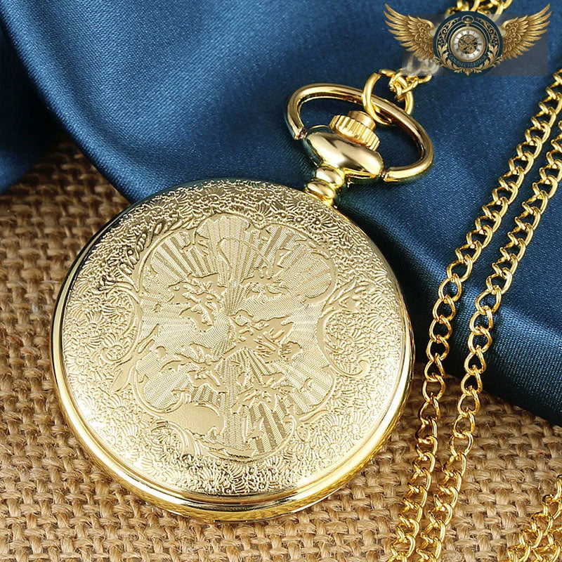 L'Océanide - Montre Pendentif Dorée Émail Bleu et Perle Nacrée - Vue 5 - Gousset-heritage