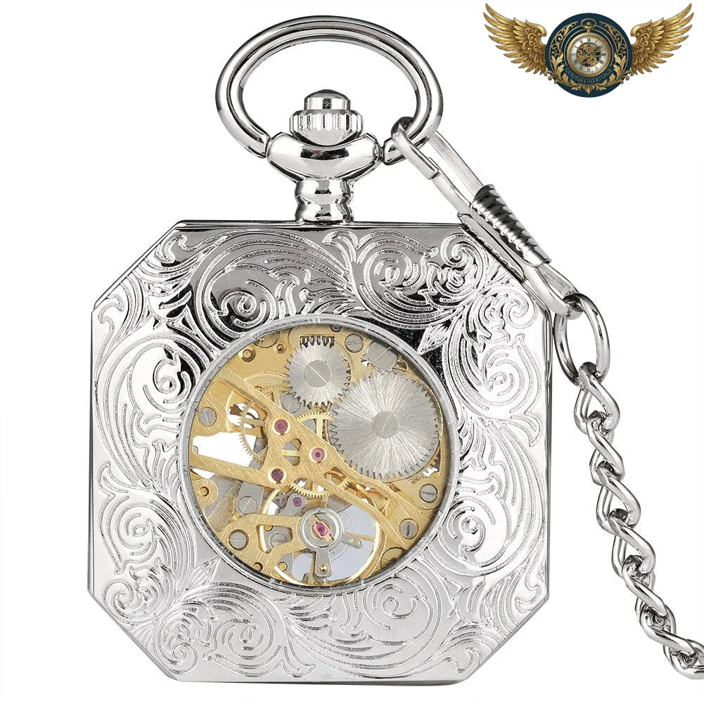 L'Octave Noire - Montre Gousset Squelette Mécanique Gravée - Vue 3 - Gousset-heritage