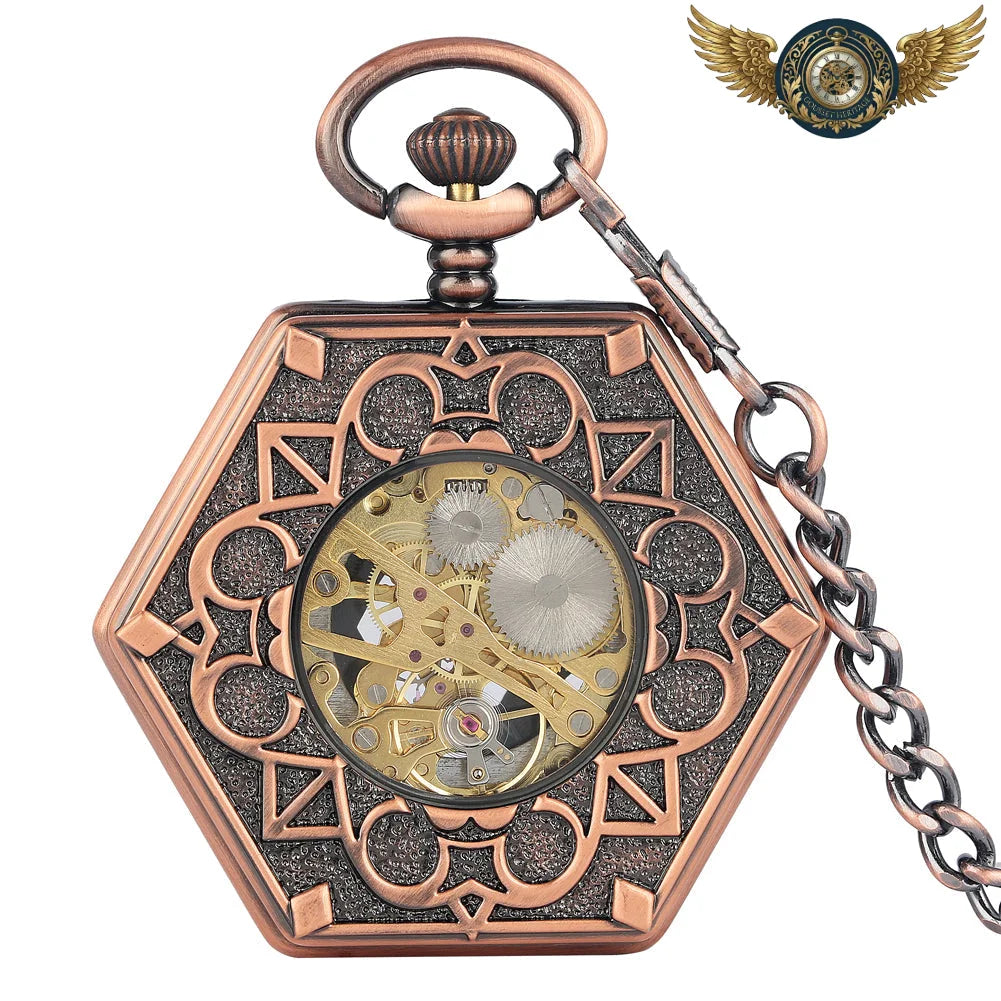 L'Octave | Montre Gousset Mécanique Cuivrée Octogonale Squelette - Vue 5 - Gousset-heritage