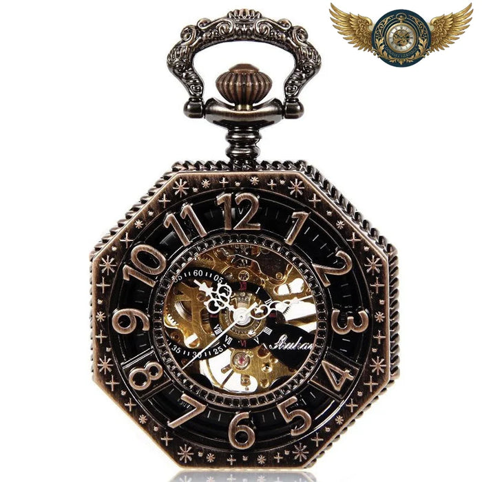 L'Octave – Montre Gousset Mécanique Squelette Cuivre Steampunk - Vue 1 - Gousset-heritage