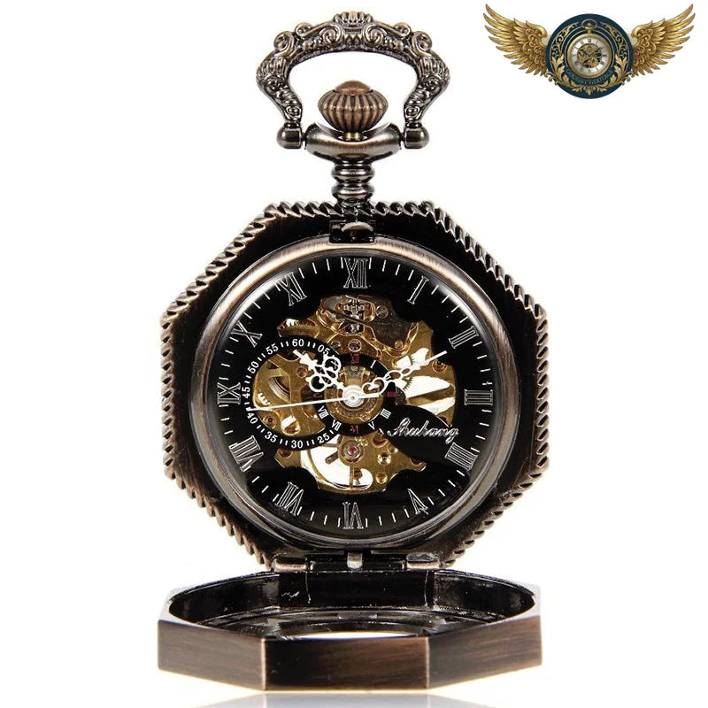 L'Octave – Montre Gousset Mécanique Squelette Cuivre Steampunk
