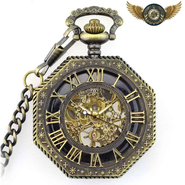 L'Octogonale - Montre Gousset Squelette Bronze Steampunk - Vue 1 - Gousset-heritage