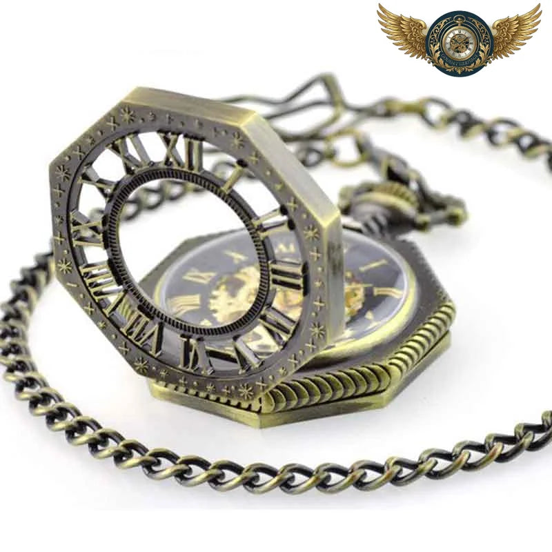 L'Octogonale - Montre Gousset Squelette Bronze Steampunk - Vue 3 - Gousset-heritage