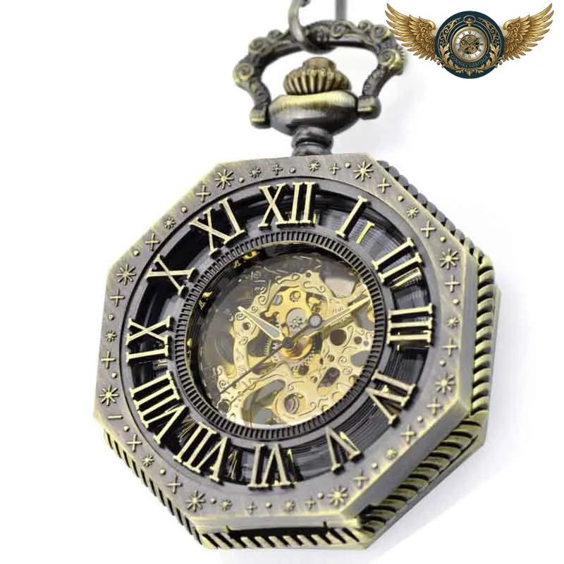 L'Octogonale - Montre Gousset Squelette Bronze Steampunk - Vue 4 - Gousset-heritage