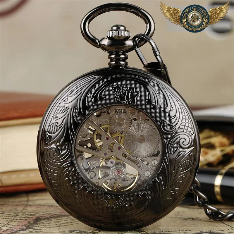 L'Ombre - Montre Gousset Demi-Chasseur Squelette Noir Orné - Vue 10 - Gousset-heritage
