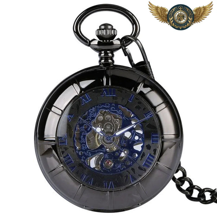 L'Ombre - Montre Gousset Demi-Chasseur Squelette Noir Orné - Vue 1 - Gousset-heritage