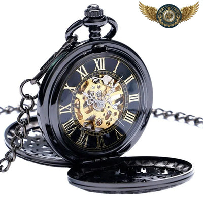 Acheter L'Ombre - Montre Gousset Mécanique Squelette Noir Ajouré - Gousset-heritage