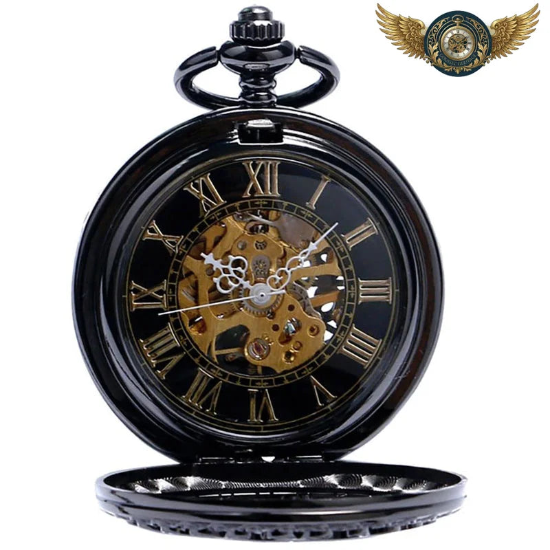 L'Ombre - Montre Gousset Mécanique Squelette Noir Ajouré - Vue 4 - Gousset-heritage