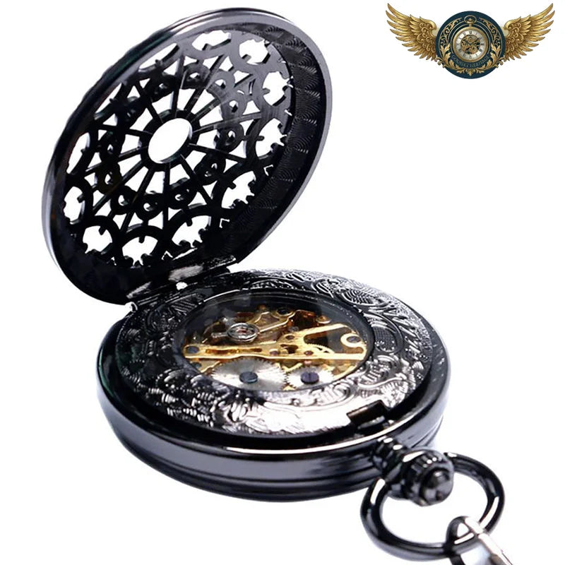 L'Ombre - Montre Gousset Mécanique Squelette Noir Ajouré - Vue 5 - Gousset-heritage