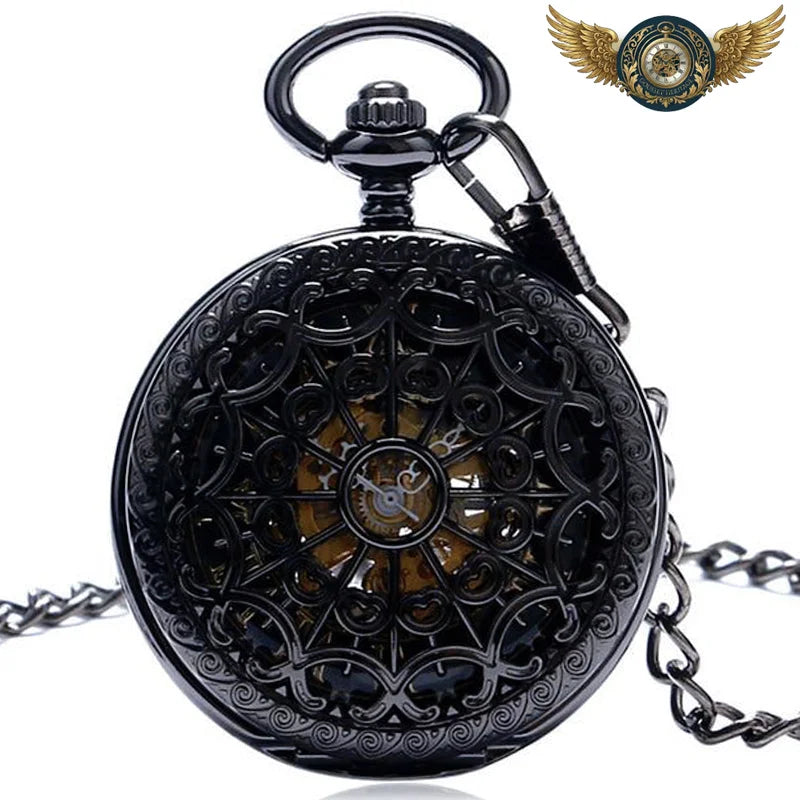 L'Ombre - Montre Gousset Mécanique Squelette Noir Ajouré - Vue 6 - Gousset-heritage