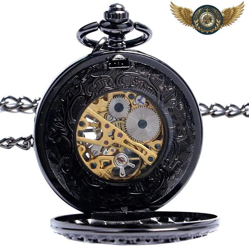 L'Ombre - Montre Gousset Mécanique Squelette Noir Ajouré - Vue 7 - Gousset-heritage