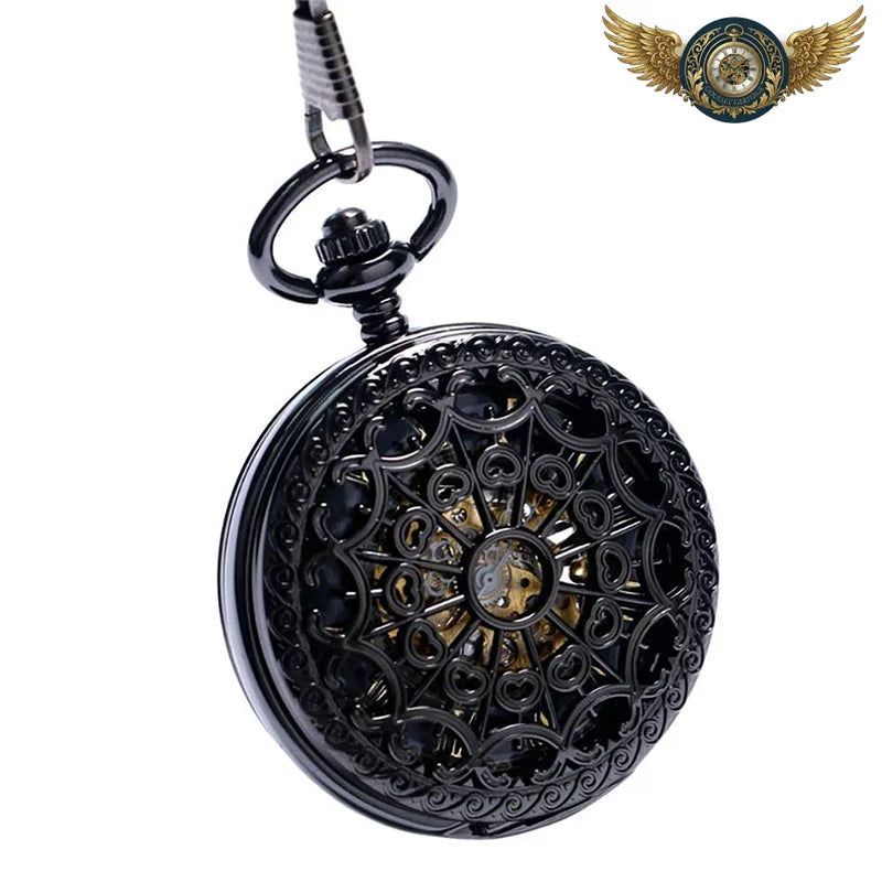 L'Ombre - Montre Gousset Mécanique Squelette Noir Ajouré - Vue 8 - Gousset-heritage