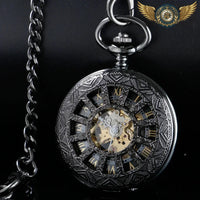 L'Ombre - Montre Gousset Mécanique Squelette Noir Demi-Chasseur - Gousset-heritage