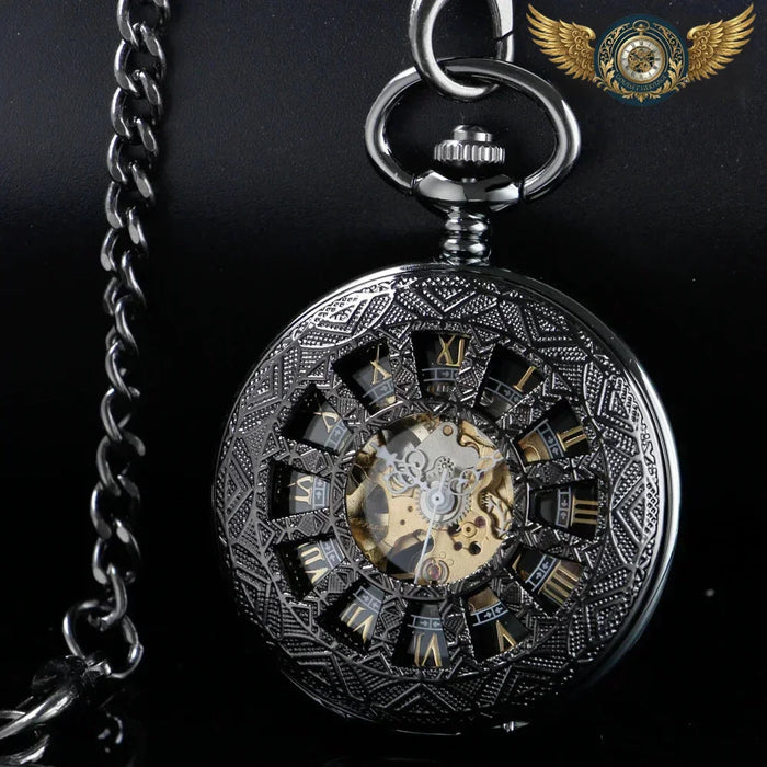 L'Ombre - Montre Gousset Mécanique Squelette Noir Demi-Chasseur - Vue 1 - Gousset-heritage