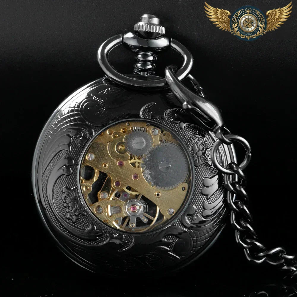 L'Ombre - Montre Gousset Mécanique Squelette Noir Demi-Chasseur - Vue 3 - Gousset-heritage