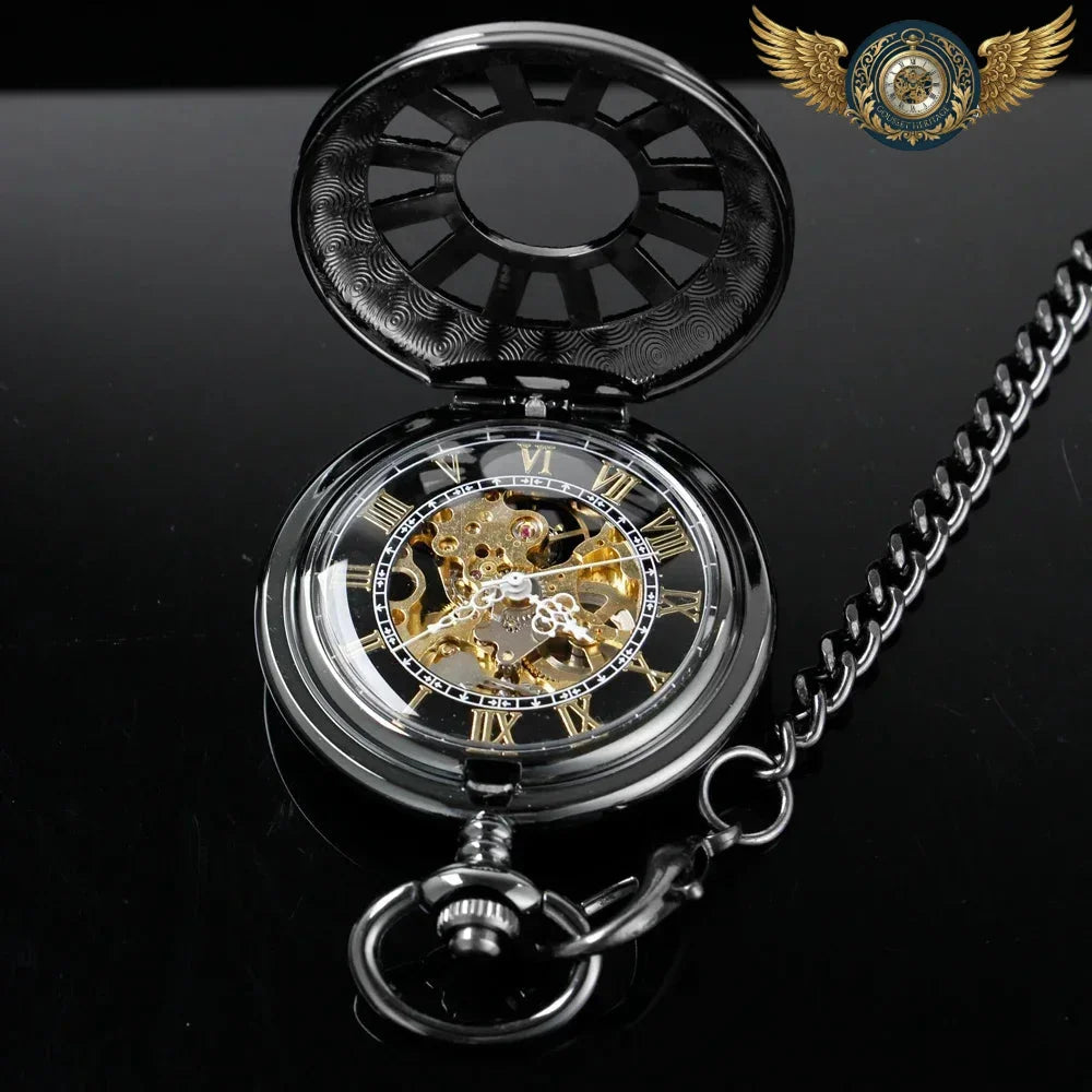 L'Ombre - Montre Gousset Mécanique Squelette Noir Demi-Chasseur - Vue 5 - Gousset-heritage