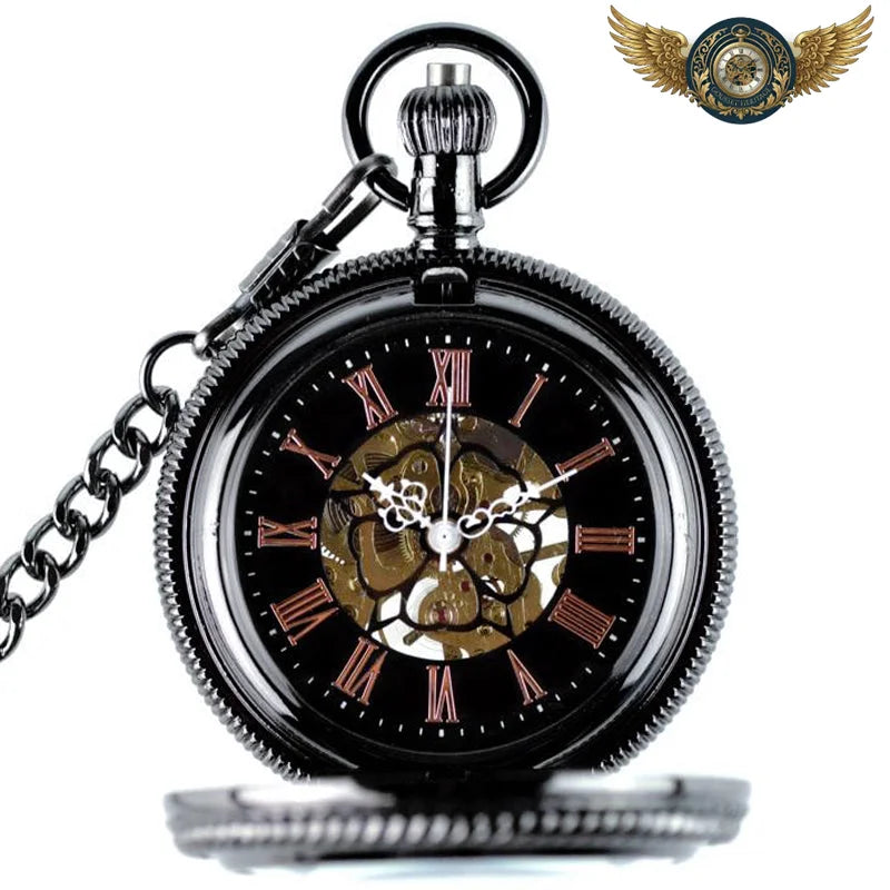 L'Ombre - Montre Gousset Mécanique Squelette Noir Full-Hunter - Vue 2 - Gousset-heritage