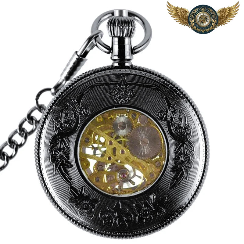 L'Ombre - Montre Gousset Mécanique Squelette Noir Full-Hunter - Vue 3 - Gousset-heritage