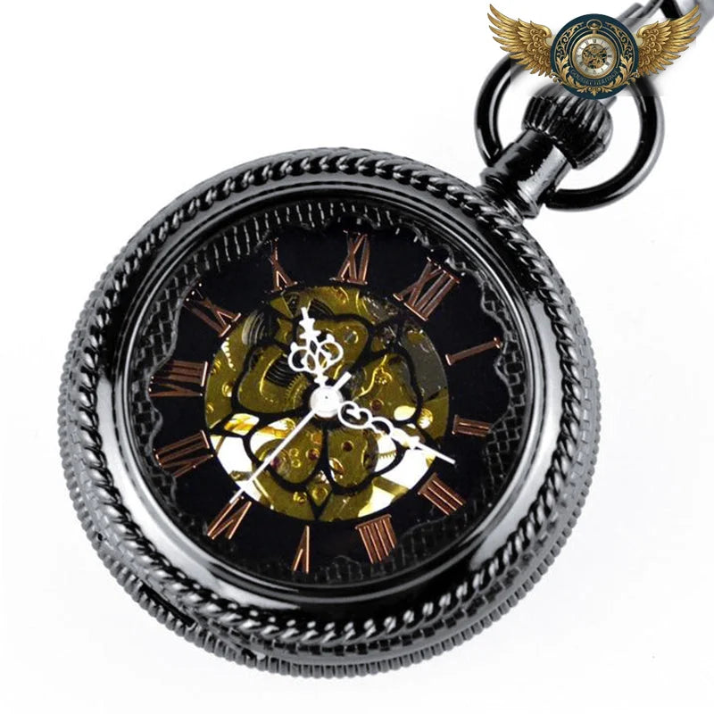 L'Ombre - Montre Gousset Mécanique Squelette Noir Full-Hunter - Vue 4 - Gousset-heritage