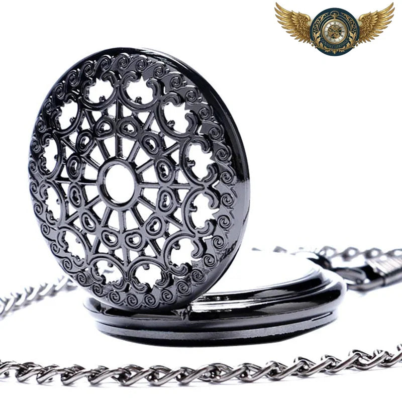 L'Ombre - Montre Gousset Squelette Mécanique Chasseur Noir - Vue 4 - Gousset-heritage