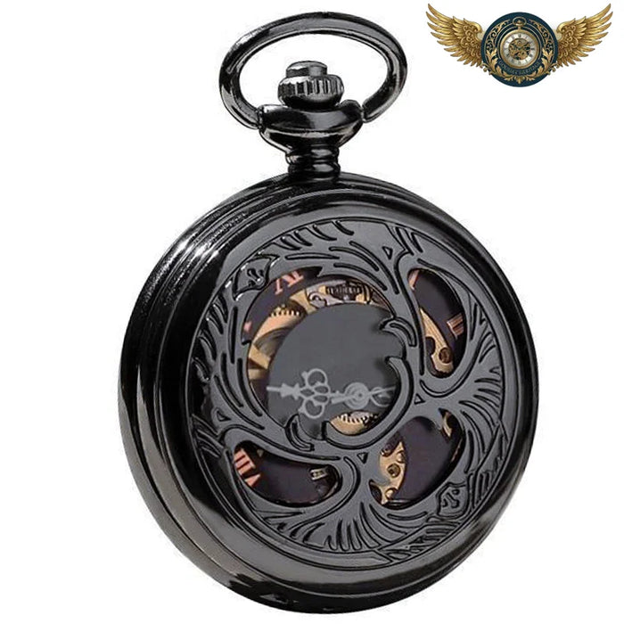 L'Ombre - Montre de poche mécanique Chasseur Noir Néo-Victorien - Vue 1 - Gousset-heritage